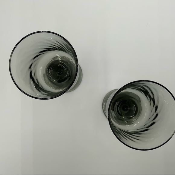 Vintage Libbey Smoke Optic Swirl Water Goblet Set Of 2 Discontinued 1985 - Picture 3 of 5